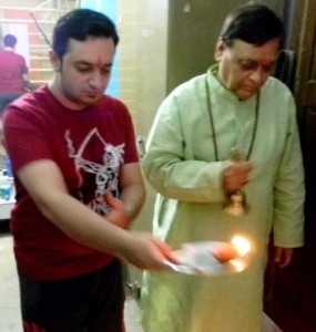 Doing Diwali Pooja With Dad.